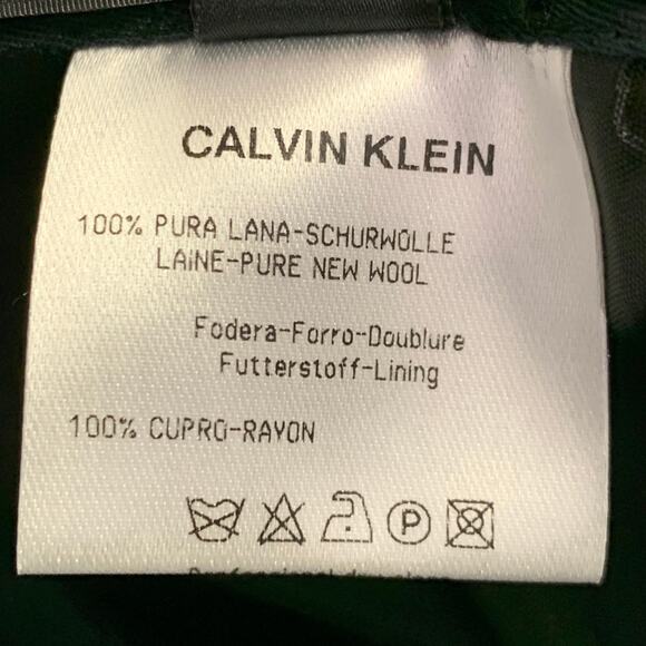 CALVIN KLEIN COLLECTION Size 32 Charcoal Grid Wool Flat Front Dress Pants - Picture 6 of 8